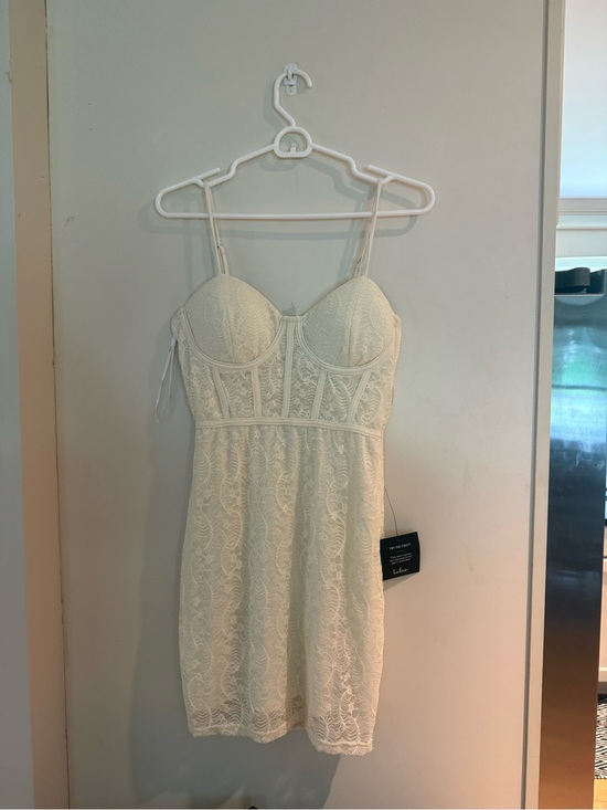 Lulus Dresses & Skirts - Lulu's Ivory Lace Bustier Mini Dress
